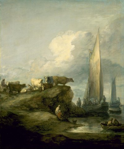 Küstenszene mit Schiffen und Vieh von Thomas Gainsborough